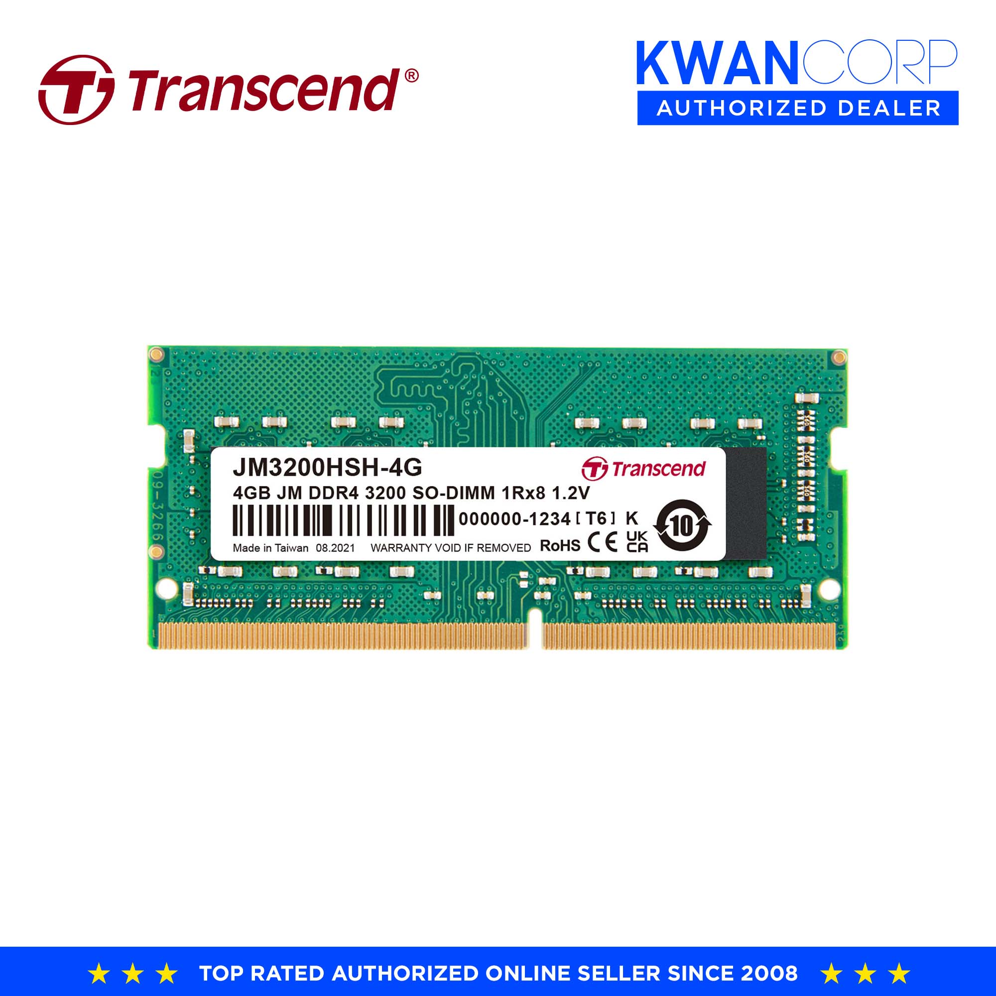Transcend 4GB DDR4-3200 SODIMM Memory - Main Image