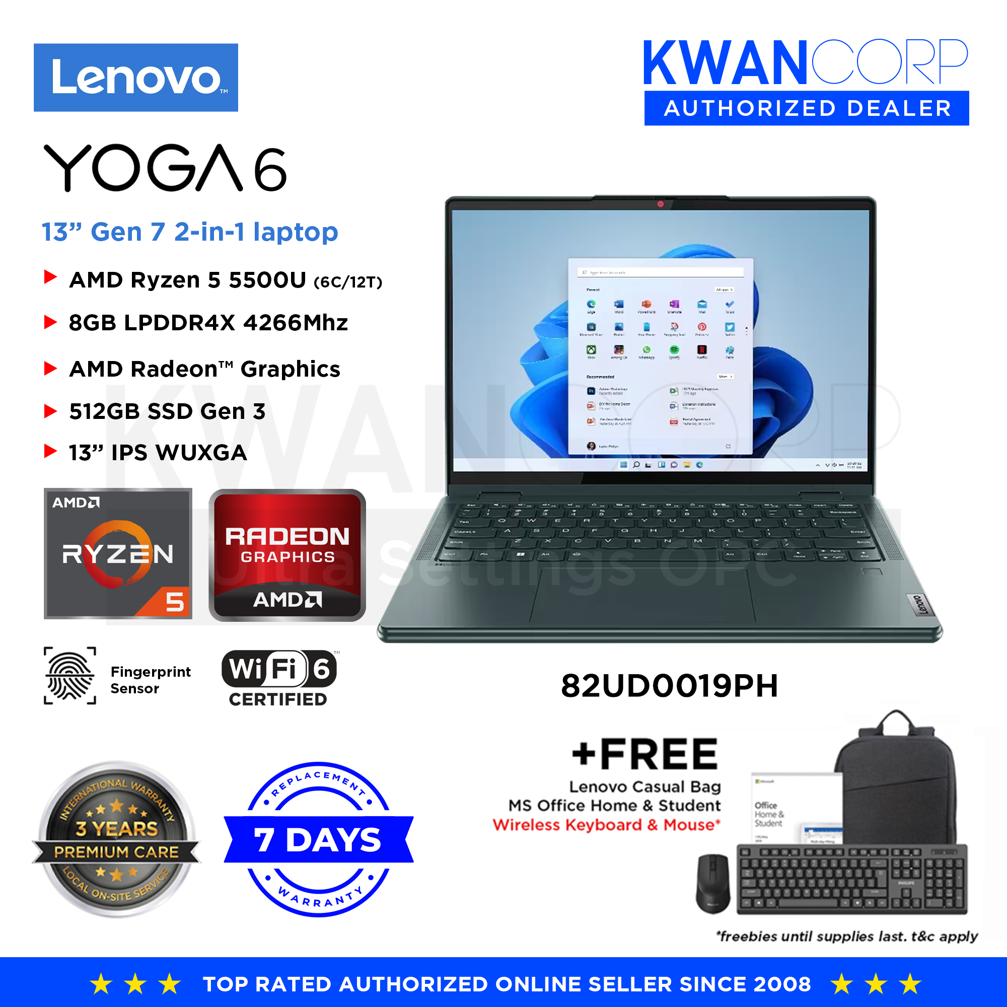 Lenovo Yoga 6 82UD0019PH AMD Ryzen 5 5500U 8GB RAM AMD Radeon™ Graphic