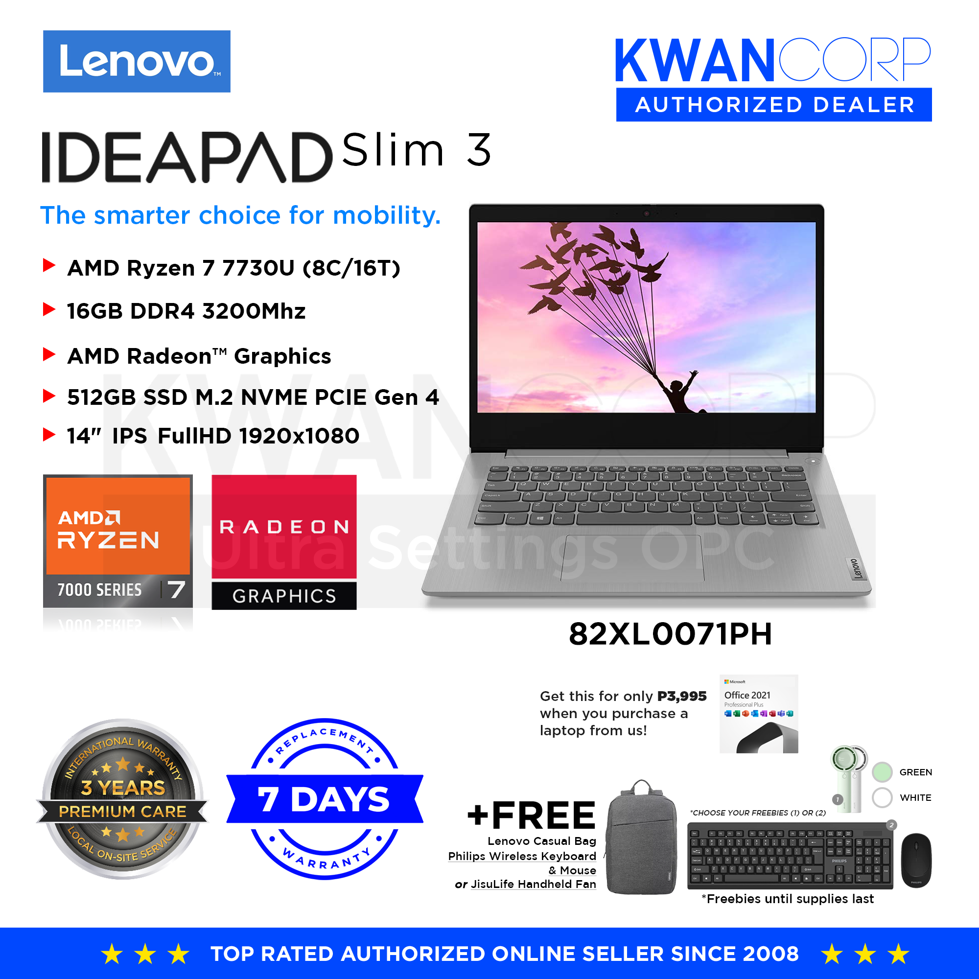 Lenovo IdeaPad Slim 82XL0071PH AMD Ryzen 7730U 16GB RAM AMD Radeo