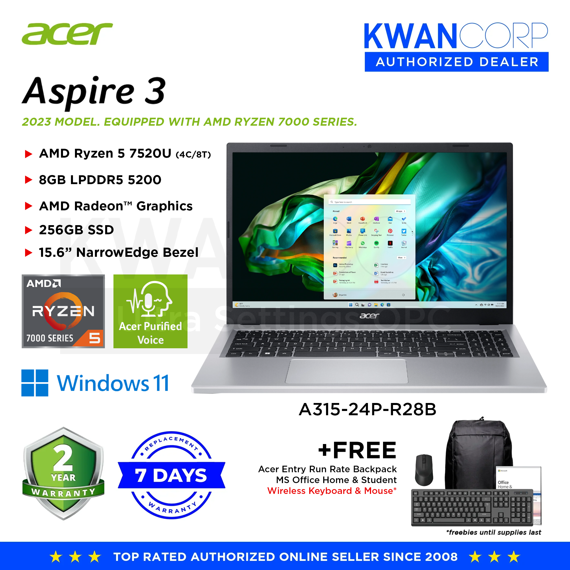 Acer Aspire 3 2023 A315 24P R28B AMD Ryzen 5 7520U 8GB RAM AMD Radeo acer-aspire-3-2023-a315-24p-r28b-amd-ryzen-5-7520u-8gb-ram-amd-radeo