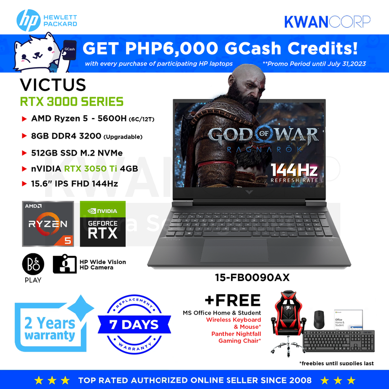 HP Victus 15-FB0090AX AMD Ryzen 5 - 5600H 8GB RAM  RTX 3050 Ti 4GB 512GB SSD 15.6" IPS FHD 144Hz Windows 11 SL Gaming Laptop