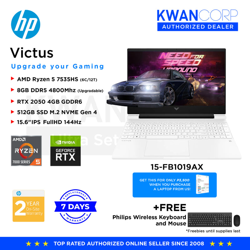 HP Victus 15-FB1019AX AMD Ryzen 5 7535HS 8GB RAM RTX 2050 4GB 512GB SSD Gen 4 15.6" IPS FHD 144Hz Gaming Laptop