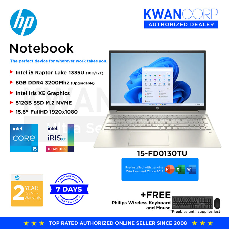 HP Notebook 15-FD0130TU Intel i5 - 1335U 8GB RAM Intel Iris XE Graphics 512GB SSD 15.6" FHD Mainstream Laptop