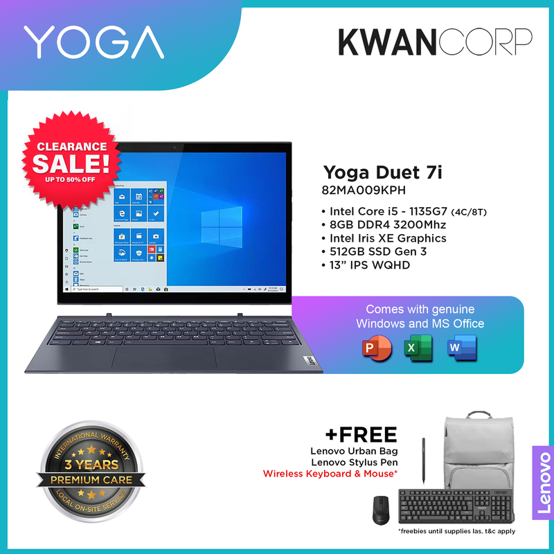 Lenovo Yoga Duet 7i 82MA009KPH Intel i5 1135G7 8GB RAM Intel Iris XE 512GB SSD 13" IPS WQHD Touchscreen Premium Laptop