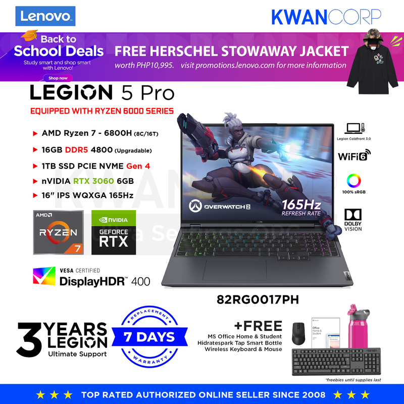 Lenovo Legion 5 Pro 82RG0017PH AMD Ryzen 7 6800H 16GB nVIDIA RTX 3060 6GB 1TB SSD 16" IPS WQXGA 165Hz Windows 11 Gaming Laptop