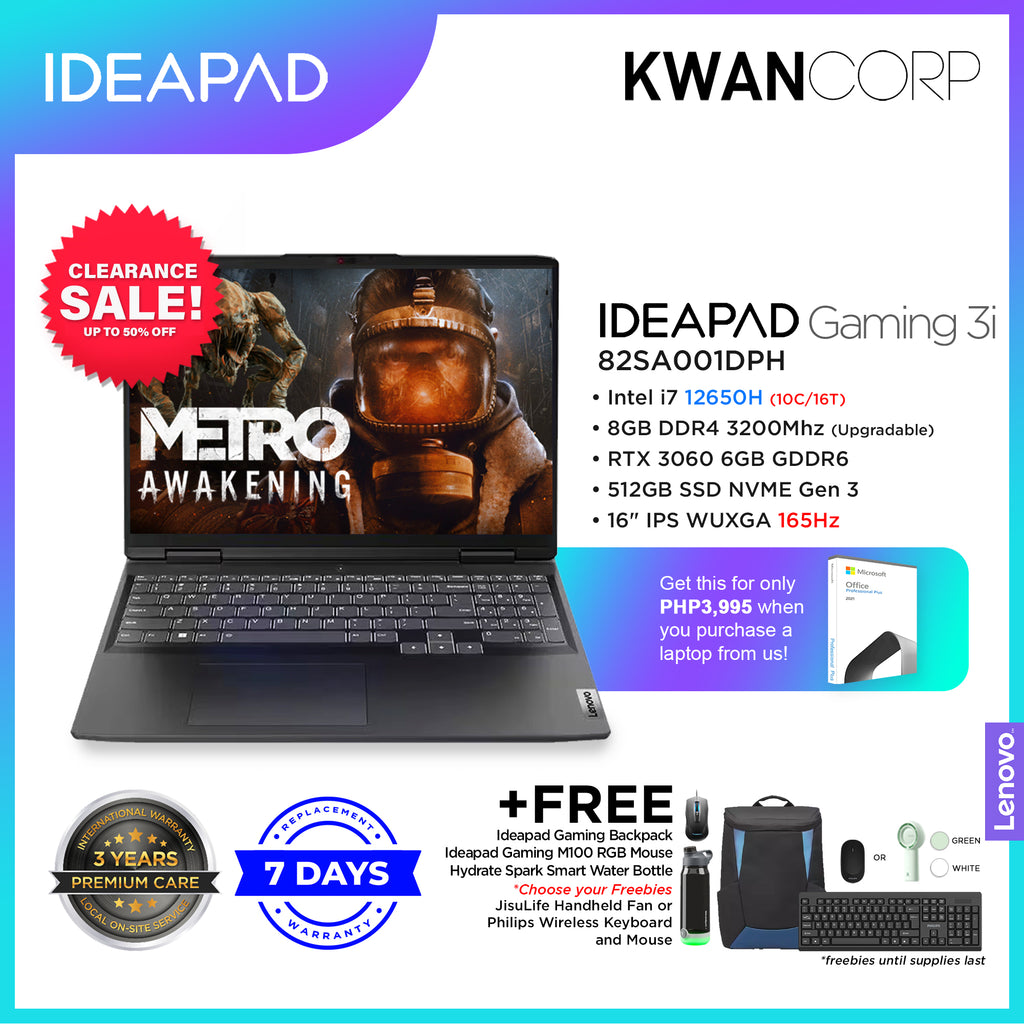 Lenovo IdeaPad Gaming 3i 82SA001DPH Intel i7 12650H 8GB RAM RTX3060 6G