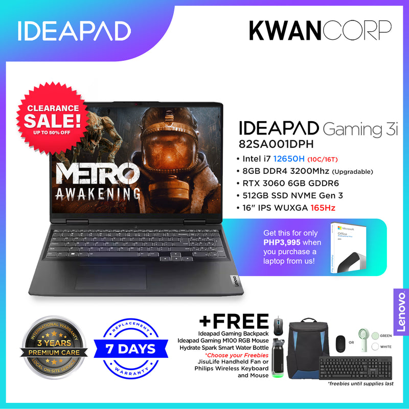 Lenovo IdeaPad Gaming 3i 82SA001DPH Intel i7 12650H 8GB RAM RTX3060 6G
