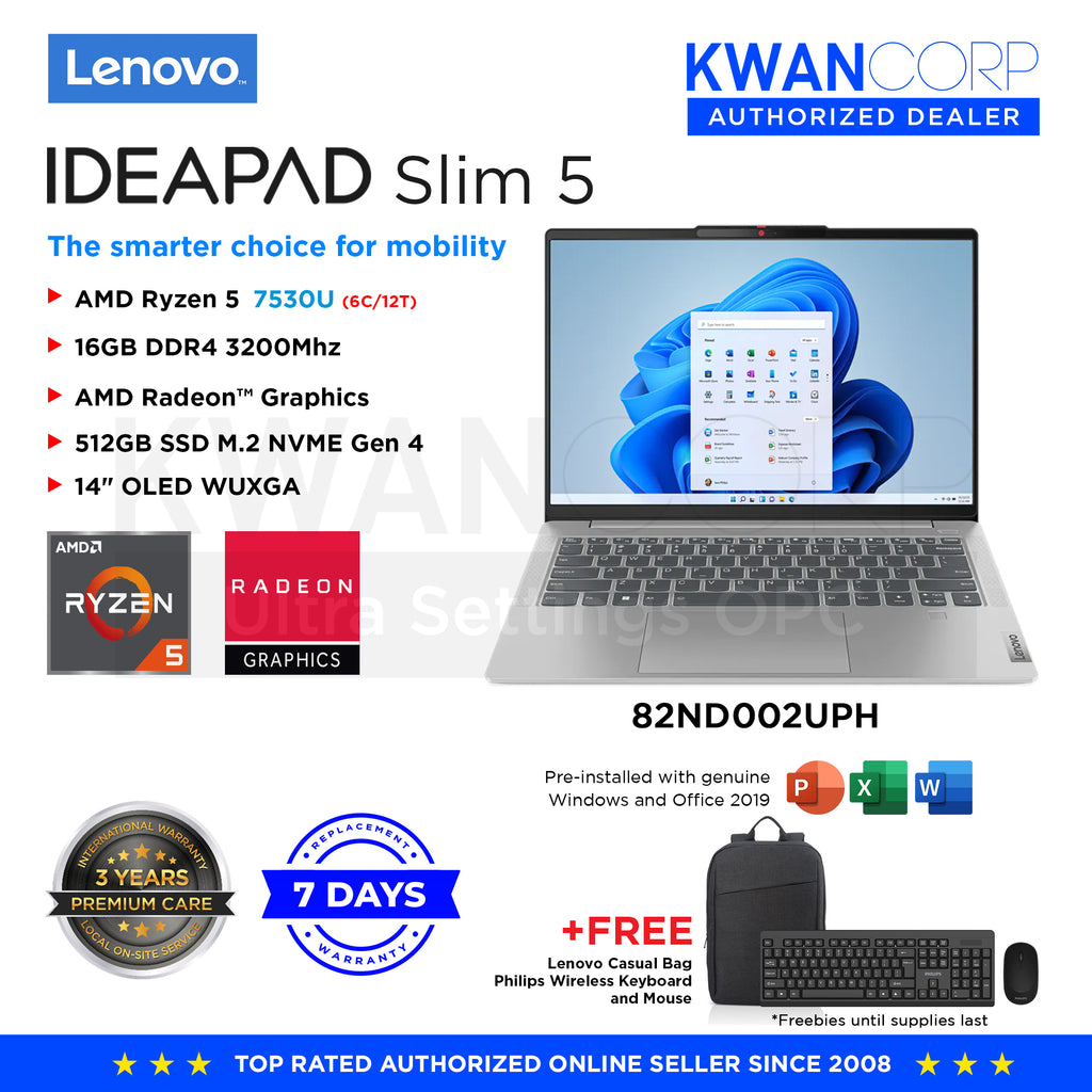 Lenovo IdeaPad Slim 82XE001JPH AMD Ryzen 7530U 16GB RAM AMD Radeon™ Graphics 512GB SSD 14