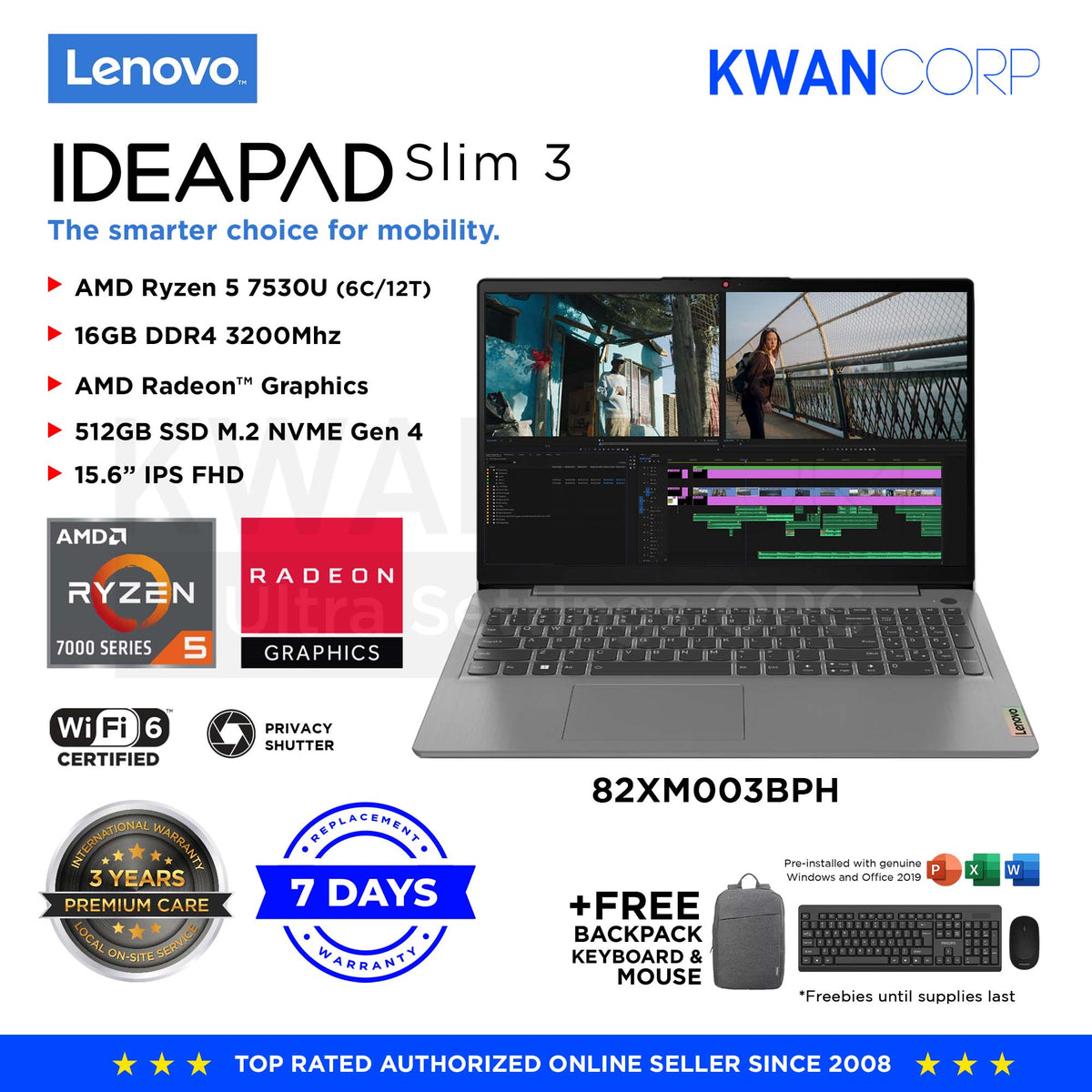 Lenovo IdeaPad Slim 82XM003BPH AMD Ryzen 73530U 16GB 512GB SSD Rad