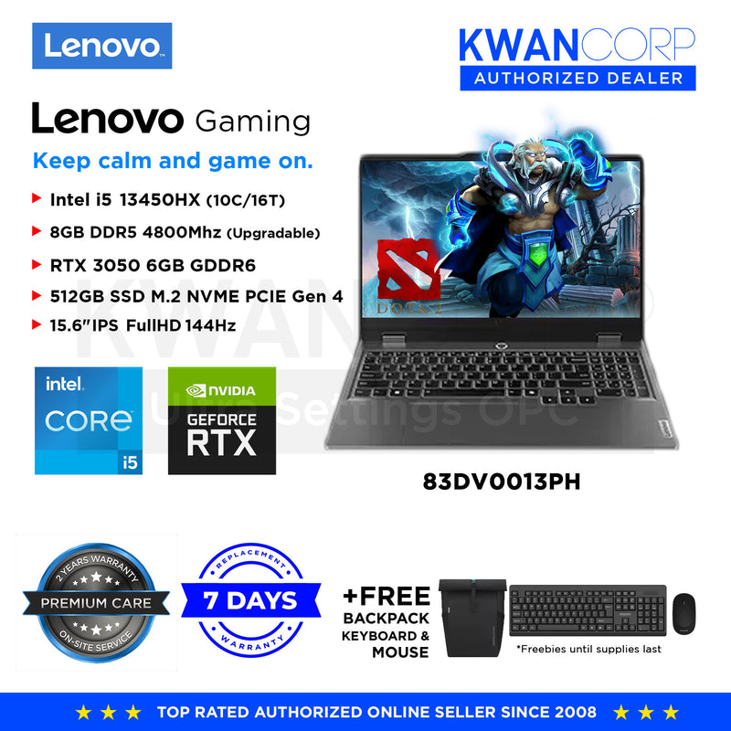 Lenovo Gaming 83DV0013PH Intel i5 13450HX 8GB RAM RTX 3050 6GB 512GB SSD 15.6" IPS FHD 144Hz Gaming Laptop