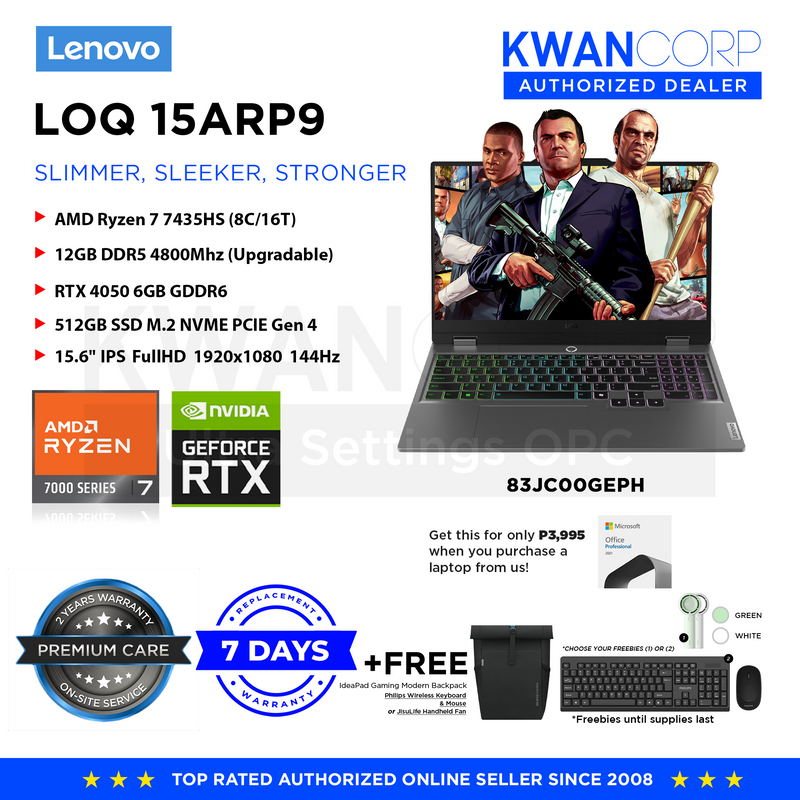 Lenovo LOQ 83JC00GEPH AMD Ryzen 7435HS 12GB RAM nVIDIA Gefor