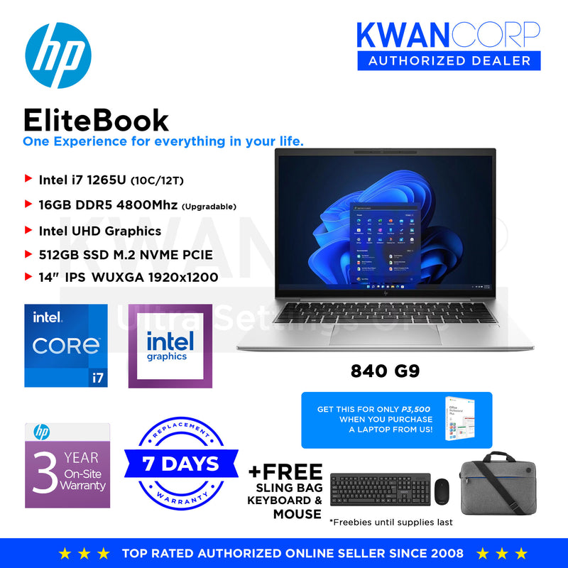 HP EliteBook 840 G9 Intel i7 1265U 16GB RAM Intel UHD Graphics 512GB SSD  14" WUXGA 60Hz Mainstream Laptop