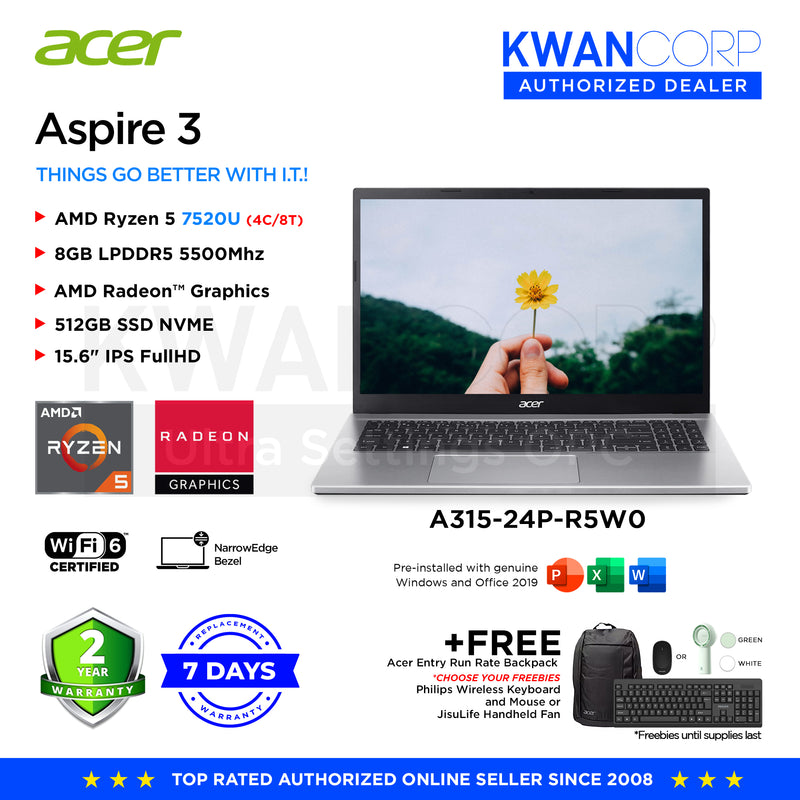 Acer Aspire A315-24P-R5W0 AMD Ryzen 7520U 8GB RAM AMD Radeon™ Gra