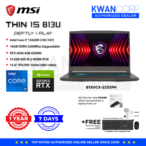 MSI Thin 15 B13UCX-2232PH Intel i7 13620H 16GB RAM RTX 2050 4GB 512GB
