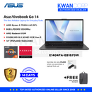 Asus Vivobook Go 14 E1404FA-EB1670W AMD Ryzen 5 7520U 8GB RAM 512GB SSD 14" IPS FHD Windows 11 Laptop