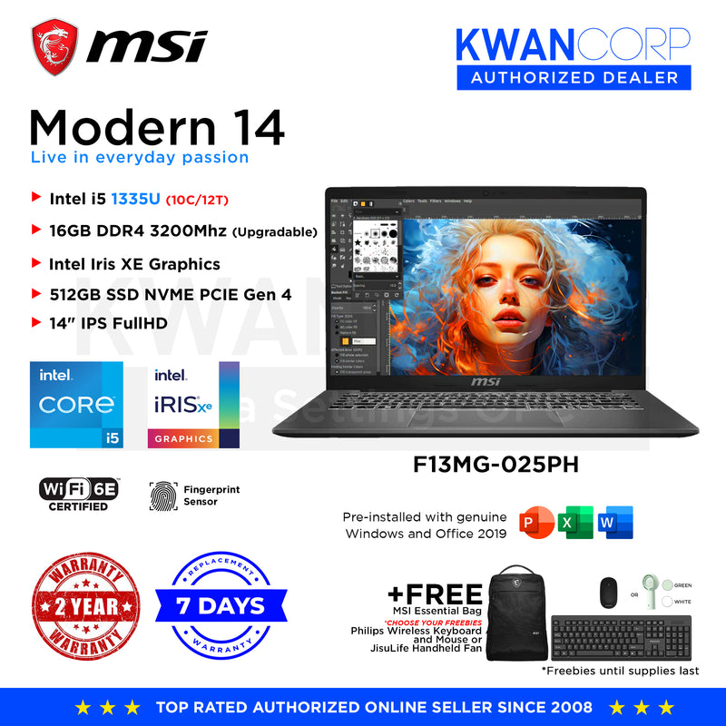 MSI Modern 14 F13MG-025PH Intel i5 1335U 16GB RAM Intel UHD Graphics
