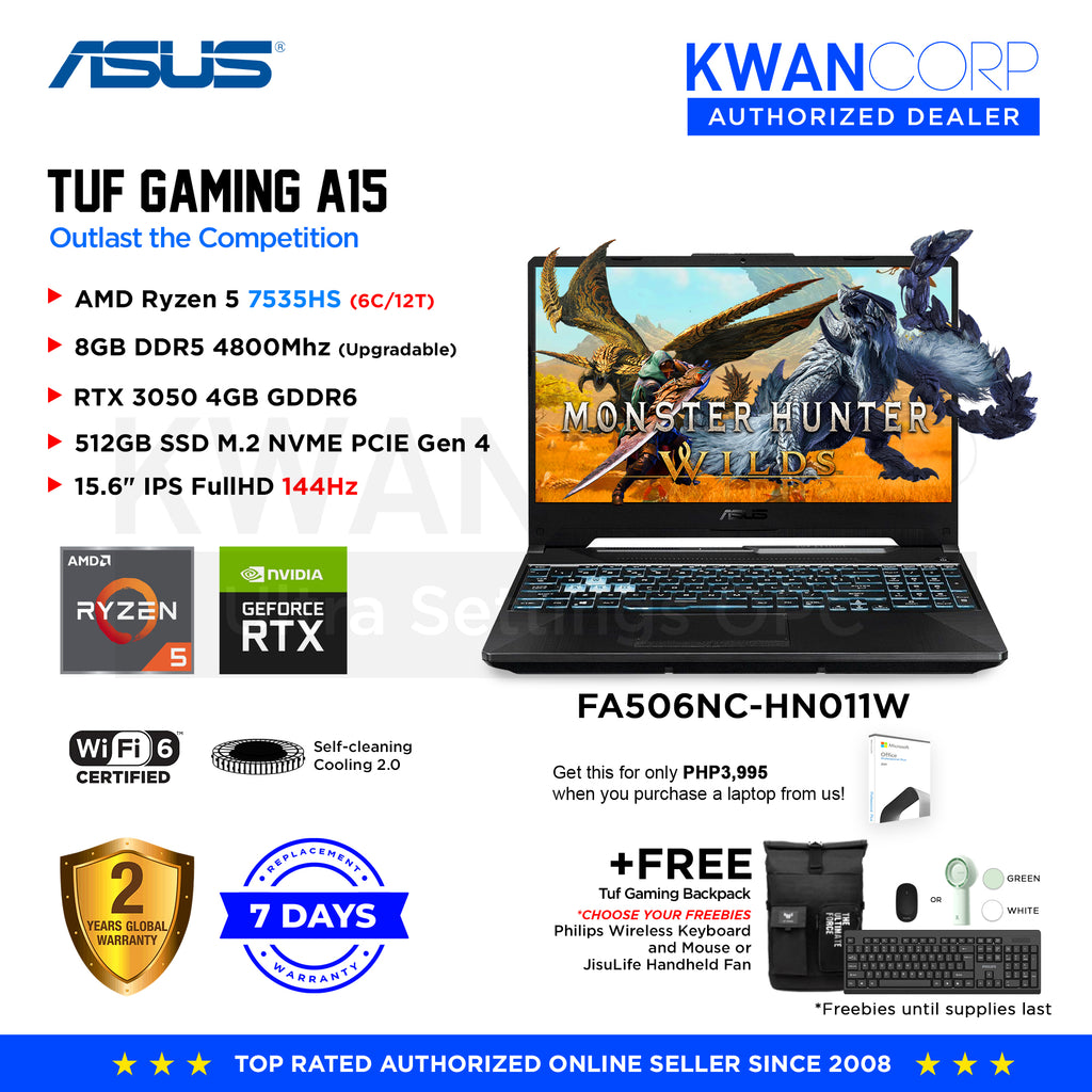 Asus TUF Gaming FA506NC-HN011W AMD Ryzen 7535HS 8GB RAM RTX 305