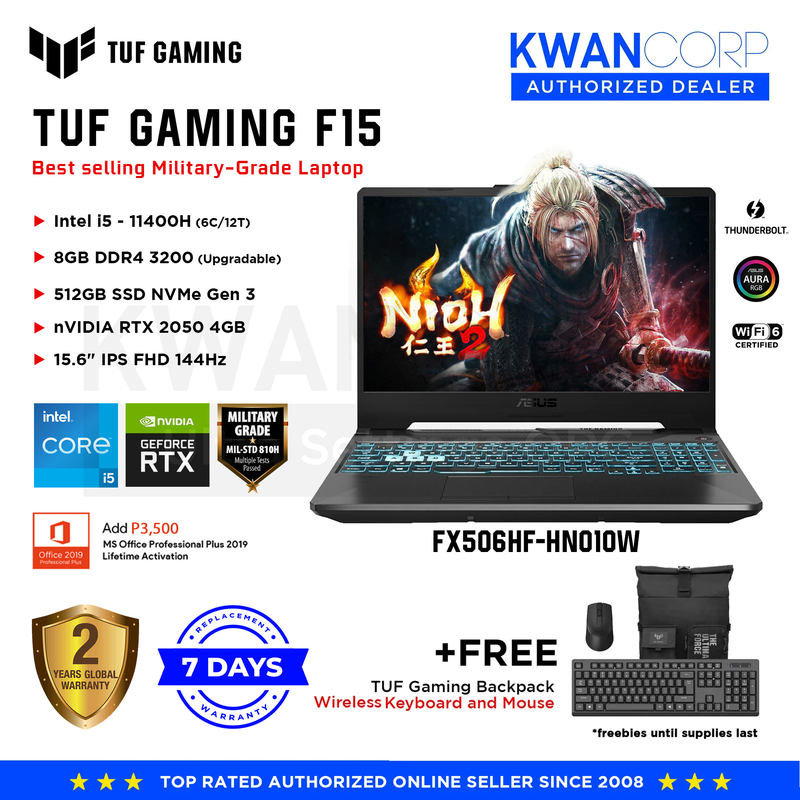 Asus TUF Gaming F15 FX506HF-HN010W Intel i5 - 11400H 8G RAM RTX 2050 4GB 512GB SSD 15.6" IPS FHD 144Hz Windows 11 Gaming Laptop