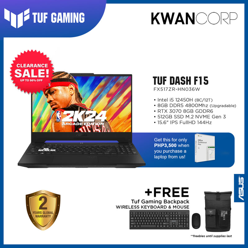 Asus TUF Dash F15 FX517ZR-HN036W Intel i5 - 12450H 8GB RAM RTX 3070 8GB 512GB SSD 15.6" IPS FullHD 144Hz Windows 11 Gaming Laptop