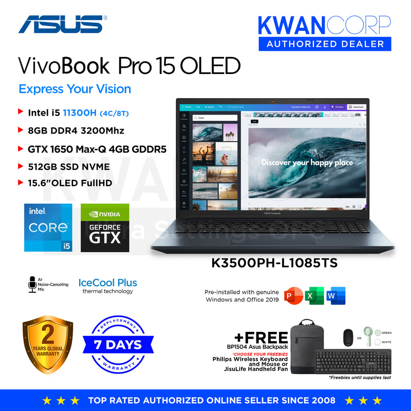 Asus Vivobook Pro K3500PH-L1085TS Intel i5 11300H 8GB RAM GTX 1650 Max