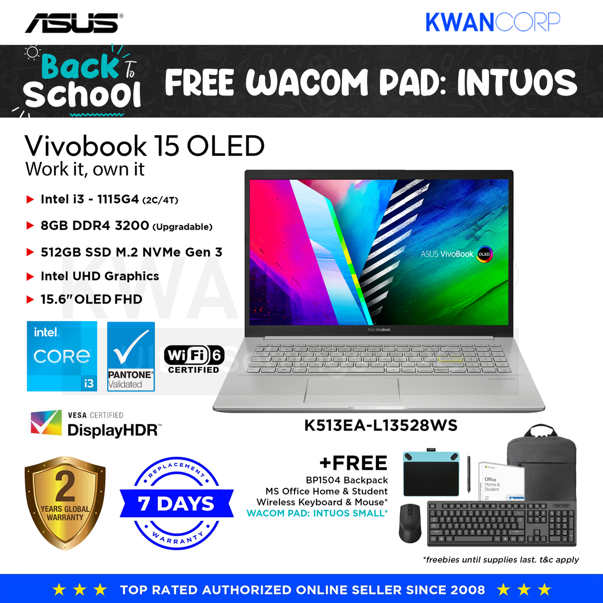 Asus Vivobook 15 K513EA-L13528WS Intel i3 - 1115G4 8GB RAM Intel UHD G