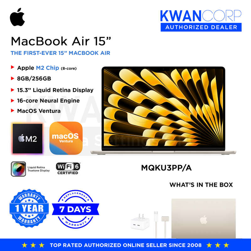 Apple MacBook Air 15" (2023) MQKU3PP/A Apple M2 8GB/256GB 15.3" Liquid Retina Display