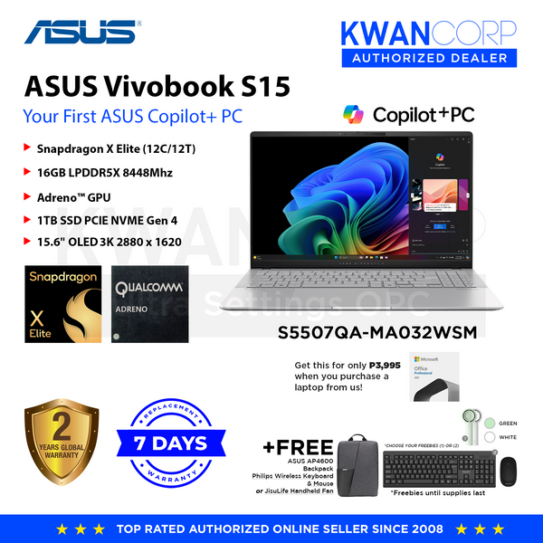 Asus Vivobook S15. S5507QA-MA032WSM Snapdragon X Elite X1E 78 100 16GB