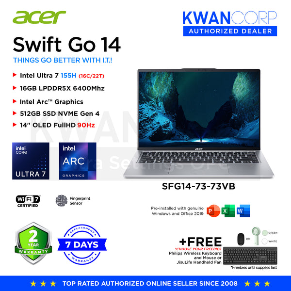 Acer Swift Go 14 SFG14-73-73VB Intel Ultra 7 155H 16GB RAM Intel Arc™