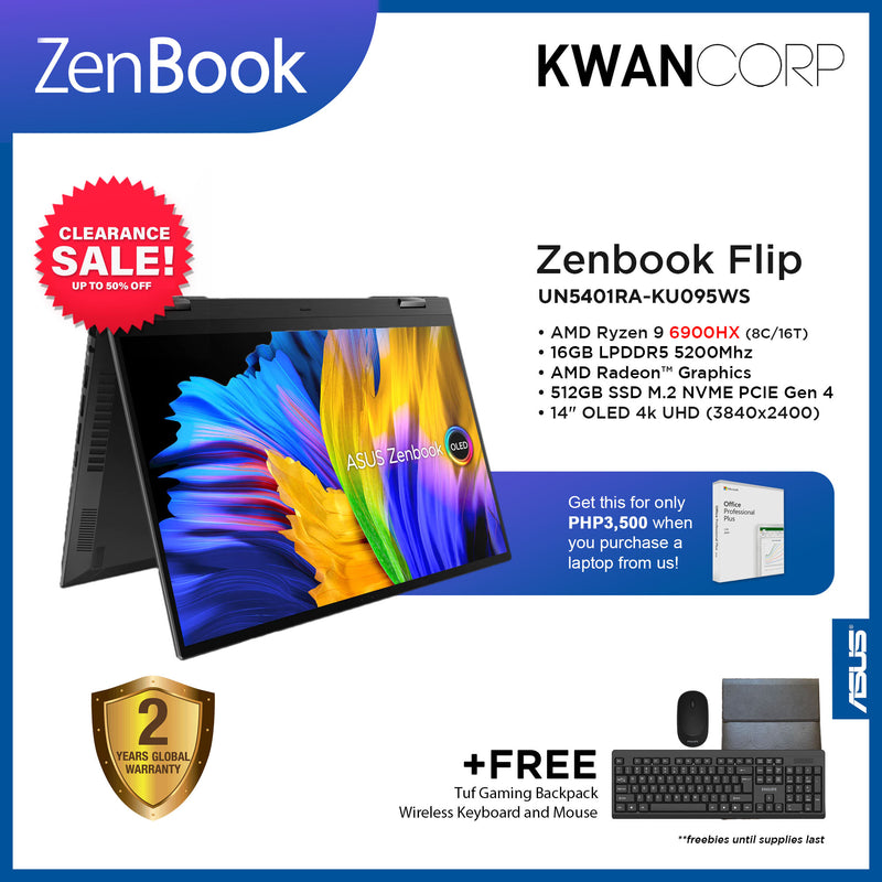 Asus Zenbook Flip UN5401RA-KU095WS AMD Ryzen 9 6900HX 16GB RAM AMD Radeon™ Graphics 512GB SSD 14" OLED 4k UHD Premium Laptop