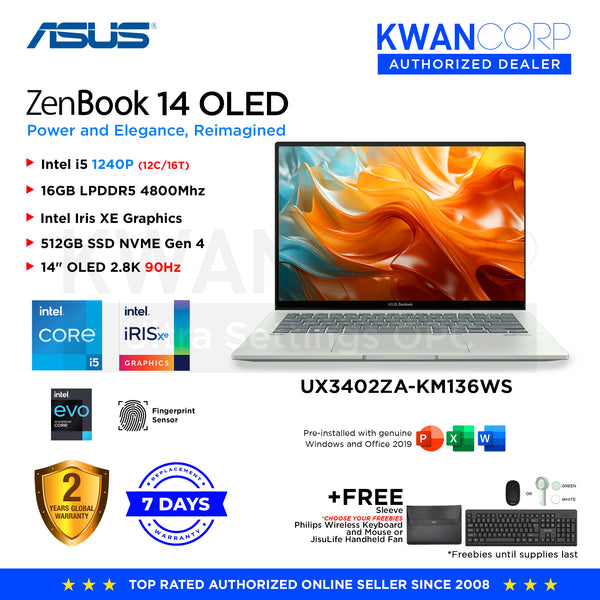 Asus Zenbook 14. UX3402ZA-KM136WS Intel i5 1240P 16GB RAM Intel Iris X