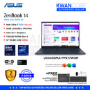 Asus Zenbook 14. UX3405MA-PP677WSM Intel Ultra 7 155H 16GB RAM Intel Arc™ Graphics 1TB SSD 14" OLED 2.8K 120Hz Windows 11 Premium Laptop