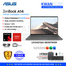 Asus Zenbook A14. UX3407QA-SB397WSM Qualcom Snapdragon X X1 26 100 16GB RAM Adreno™ GPU 512GB SSD 14" IPS WUXGA 1920x1200 Windows 11 Premium Laptop (Copy)