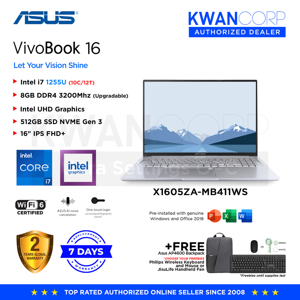 Asus Vivobook 16 X1605ZA-MB411WS Intel i7 1255U 8GB RAM Intel UHD Grap