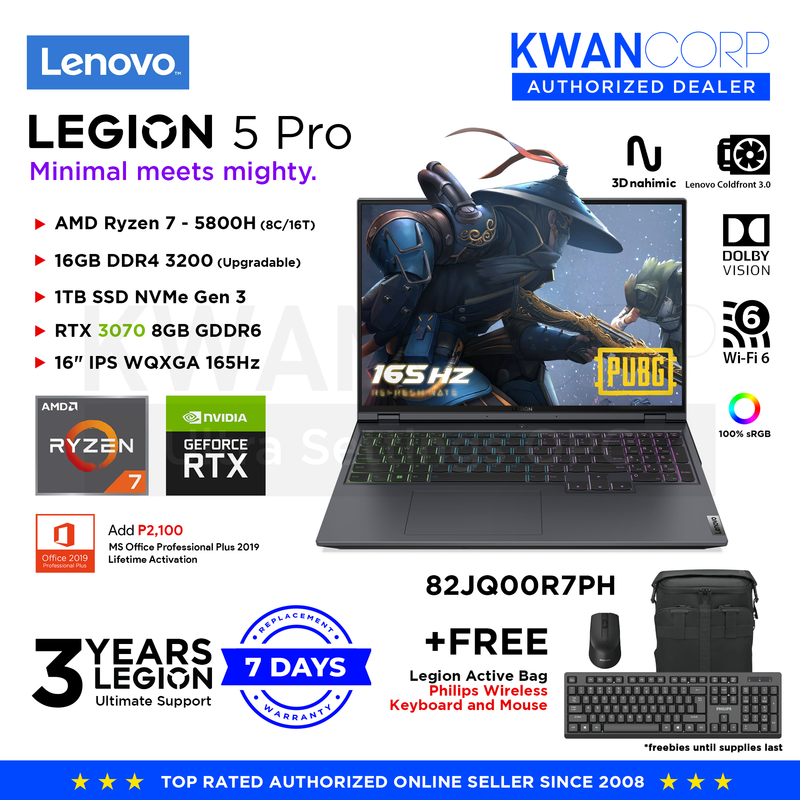 Lenovo Legion 5 Pro 82JQ00R7PH AMD Ryzen 7 5800H 16GB RAM RTX 3070 8GB 1TB SSD 16" IPS WQXGA 165Hz Windows 11 Gaming Laptop